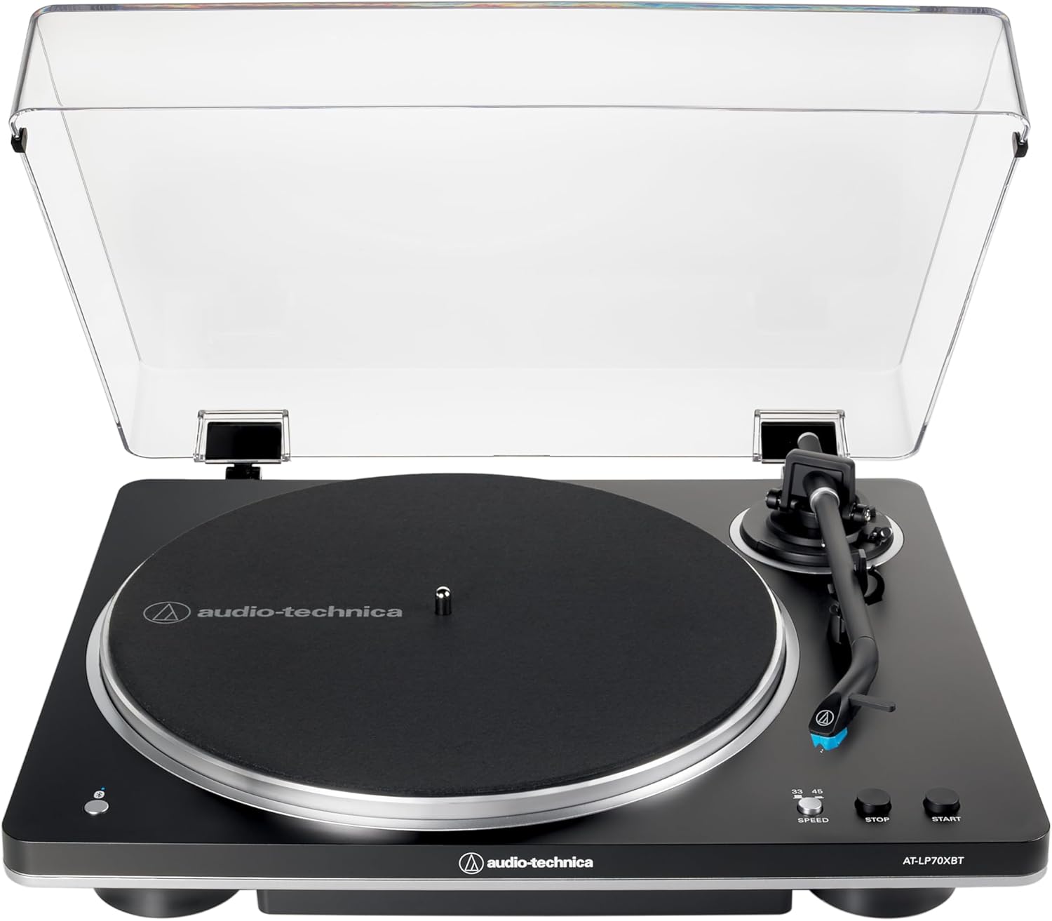 Audio-Technica AT-LP70XBT Giradiscos inalámbrico con tracción por correa totalmente automático (Negro/Plata)