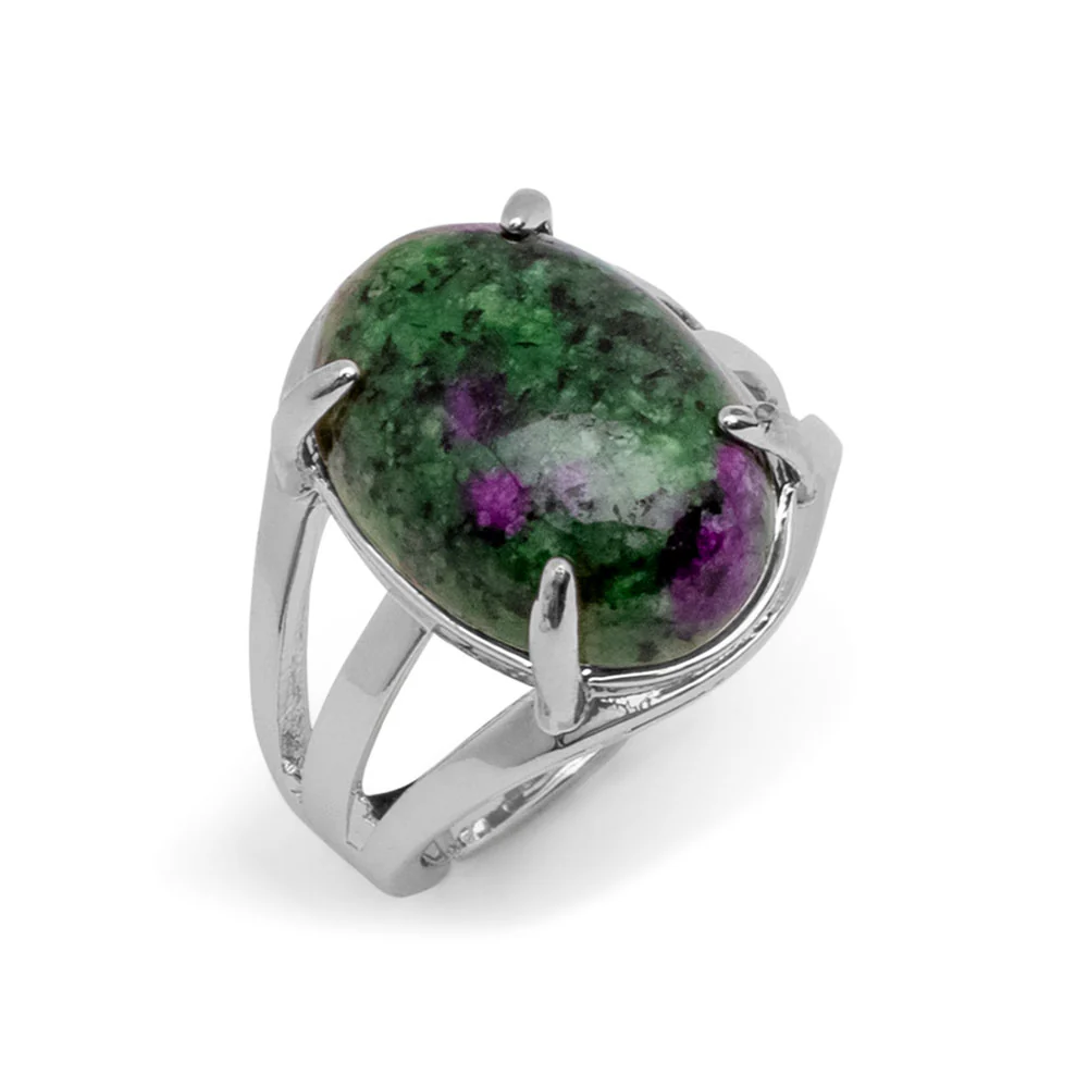 Zoisiet Robijn Ring - Cabochon Gezet - Edelsteen Ring - Wilskracht