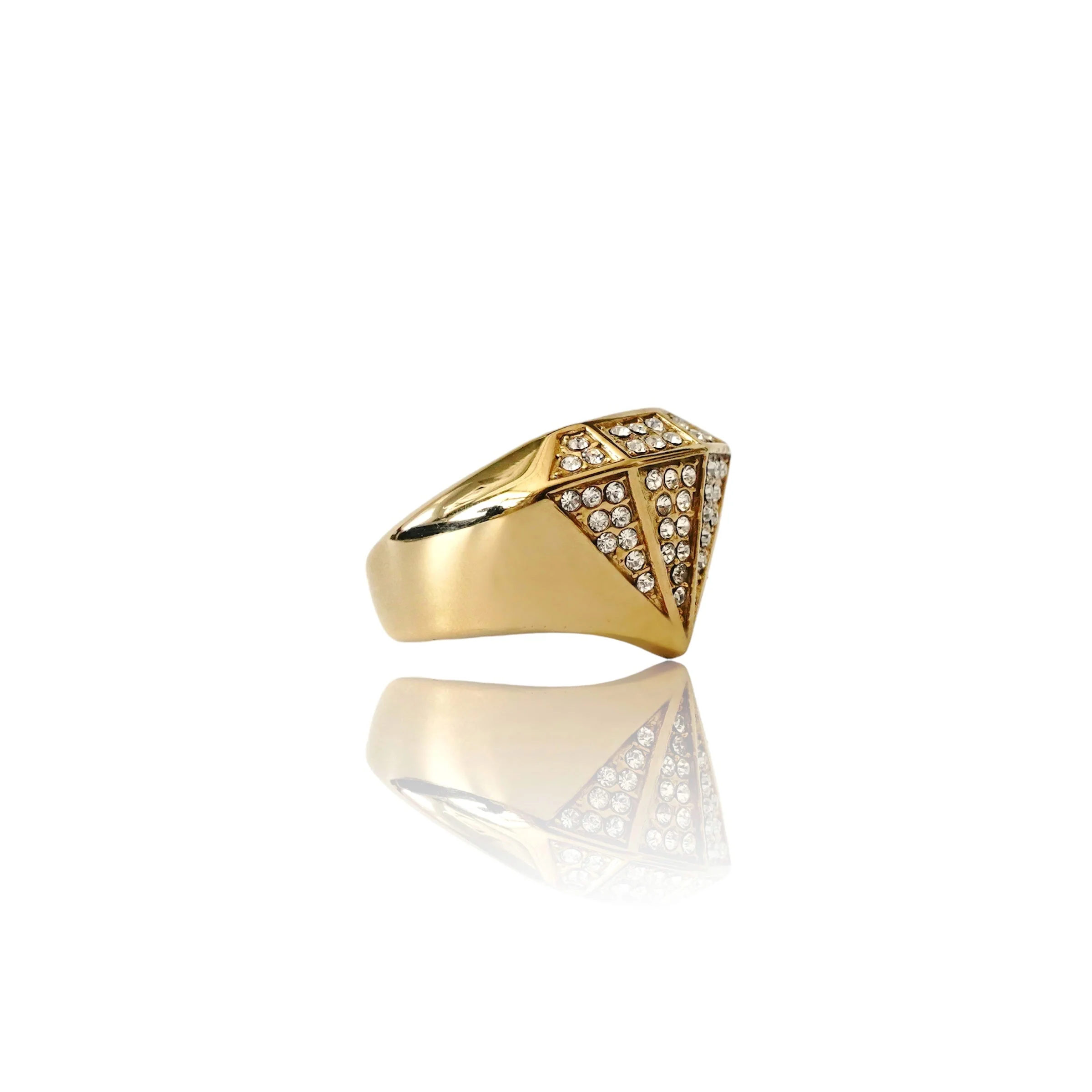 Big Daddy Bling Diamond Shape Gold Iced Out Ring