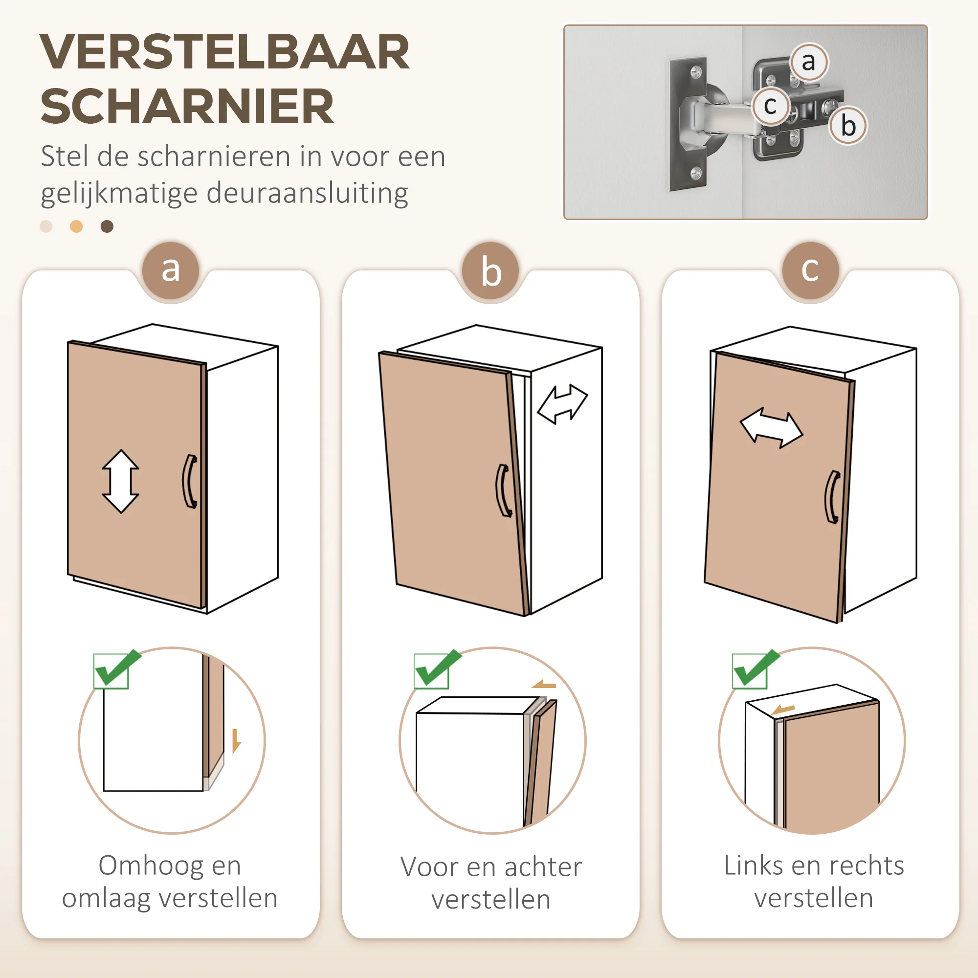 HOMCOM Keukenkast, Buffet, 3 Laden, 3 Planken, Veel Opbergruimte, 89x39,5x168cm, Wit