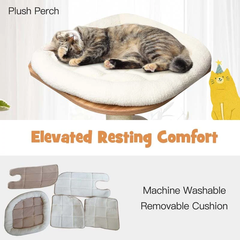 Eletriclife Wood Multi-Layer Platform Cat Tree with Scratch Resistant Rope