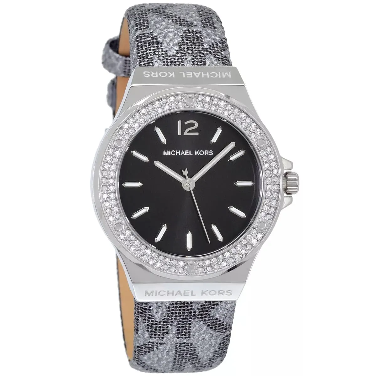 Michael Kors Lennox Pavé Black Dial Silver Genuine Leather Women's Watch - MK7309