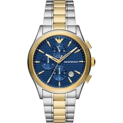 Emporio Armani Paolo Chronograph Blue Dial Two Tone Steel Strap Watch For Men - AR11579
