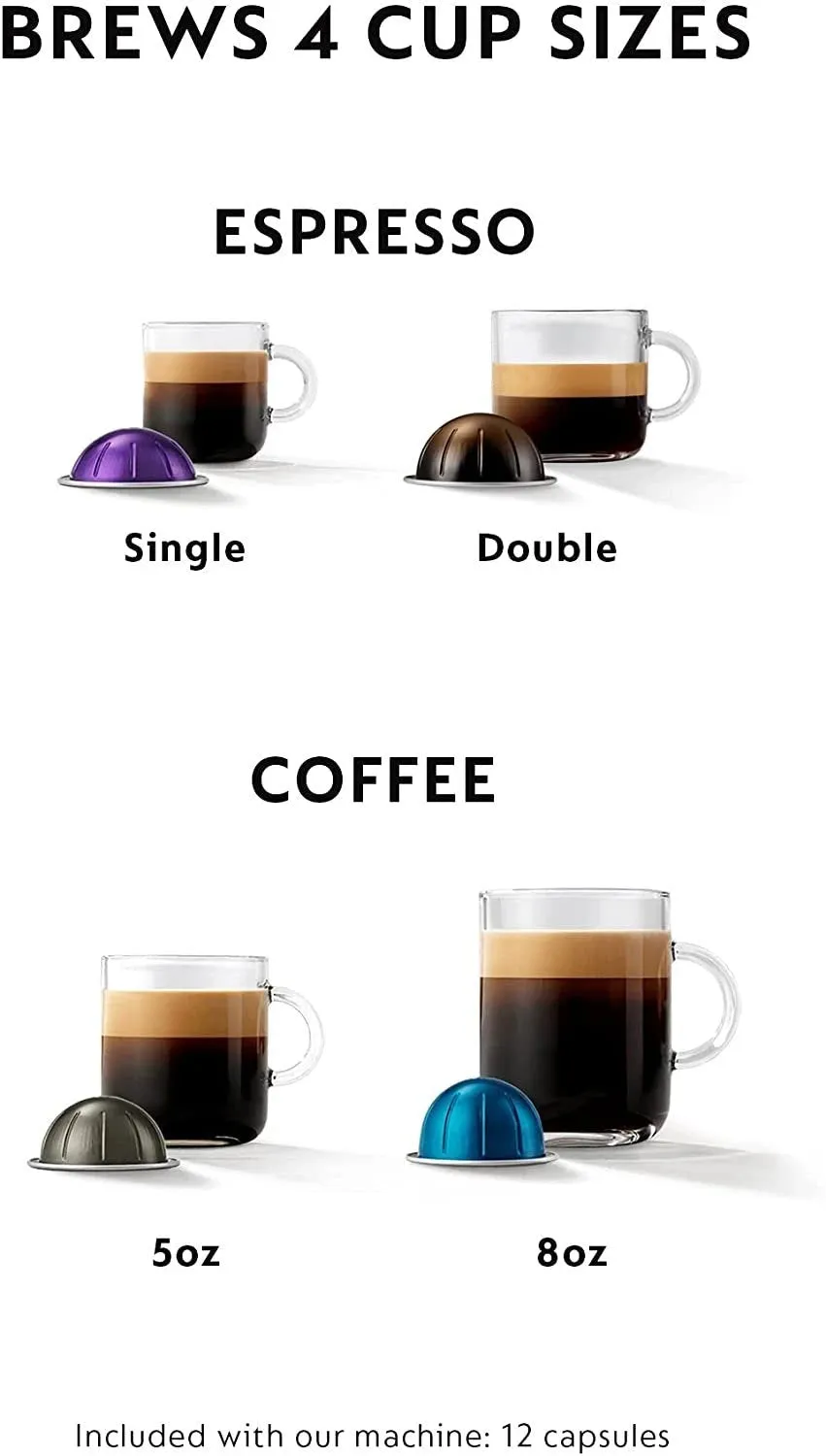 Nespresso Vertuo Plus Coffee and Espresso Maker by De'Longhi, Grey with Aeroccino Milk Frother