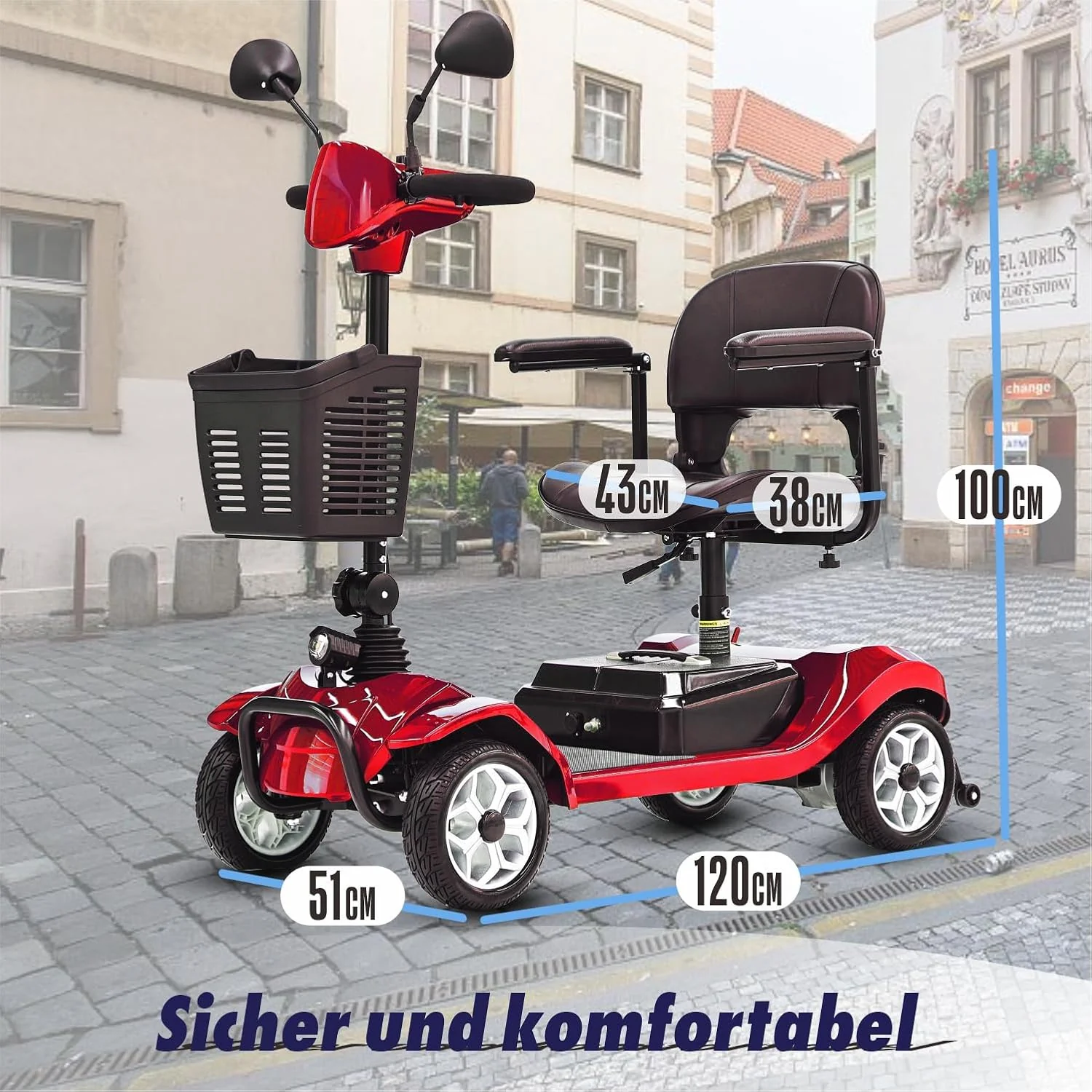 2025 Elektrische mobiliteitsscooter met 4 wielen voor volwassenen en senioren ?C Compact, krachtig model met langeafstandsaccu en achteruitkijkspiegels