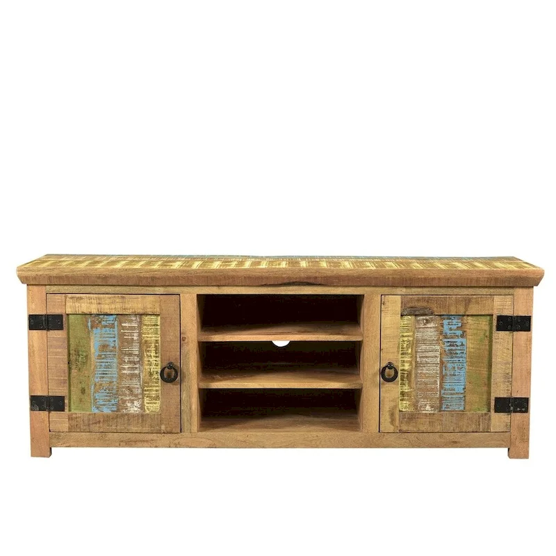 Handcrafted Solid Mango Wood TV Console from India - 60