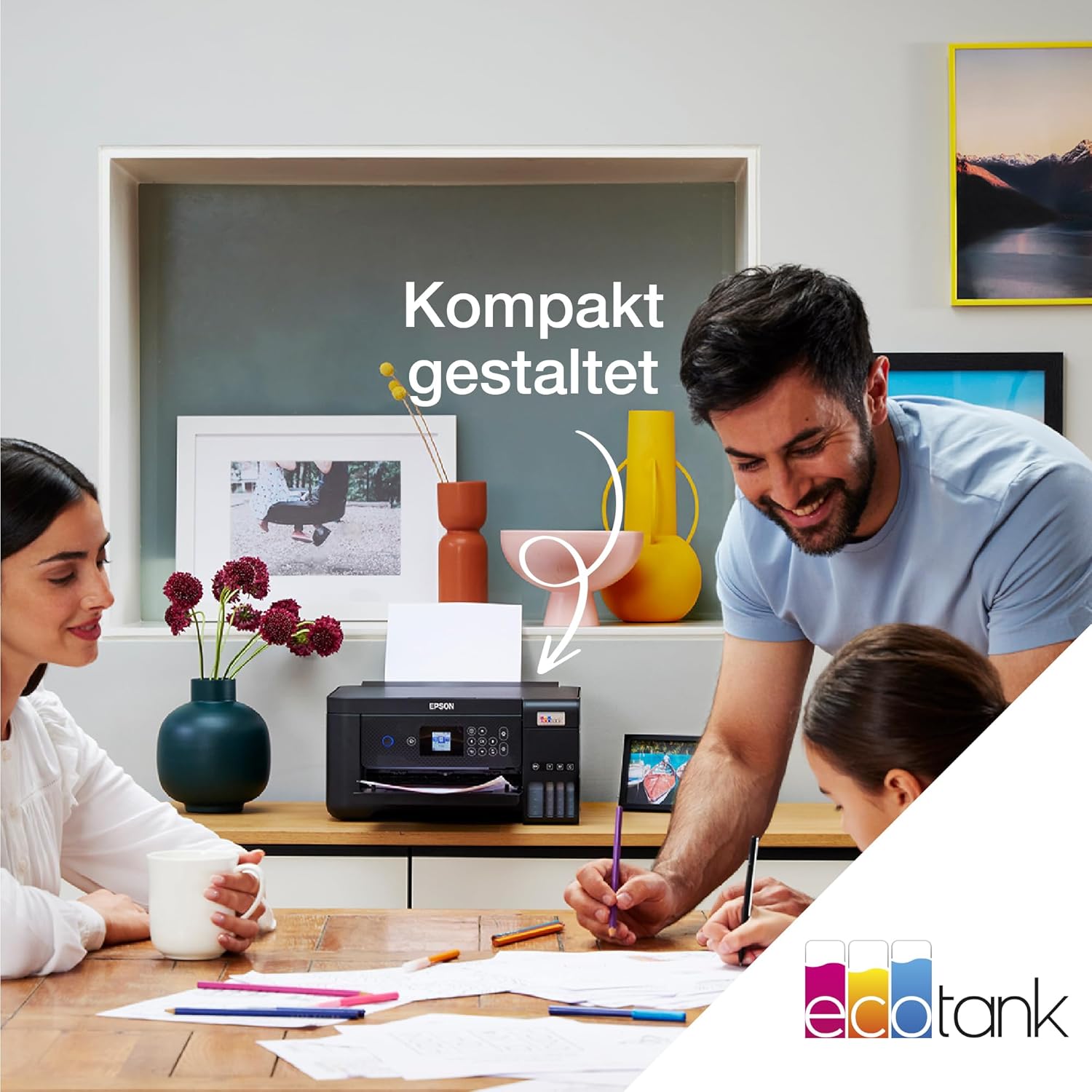 Epson EcoTank ET-2870 A4-Multifunktions-Wi-Fi-Tintentankdrucker, mit einem im Lieferumfang enthaltenen Vorrat an Tinten bis zu 3 Jahren