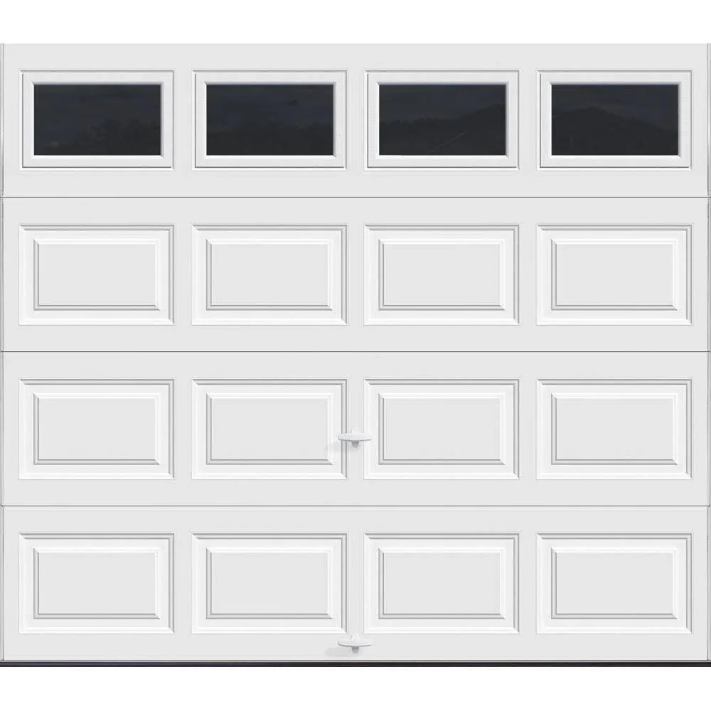 Insulated Garage Door 97 ft, R-Value 6.5, White with Plain Window