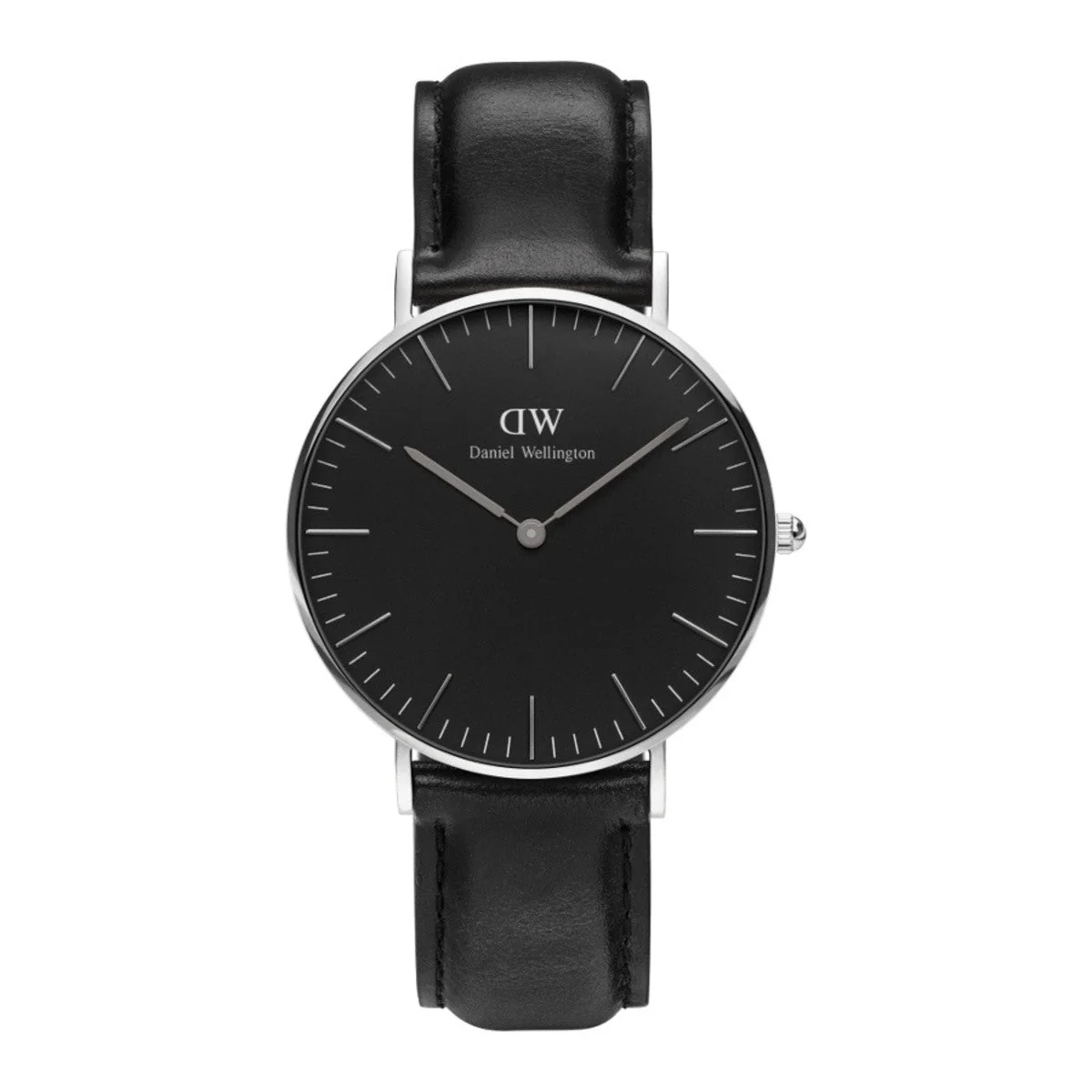 Daniel Wellington Sheffield 36mm Black Dial Black Leather Silver Watch - DW00100145