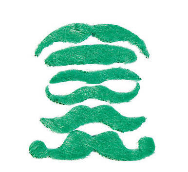 St Patricks Green Mustaches | 36PC  Stick on Mustaches | 1693GR
