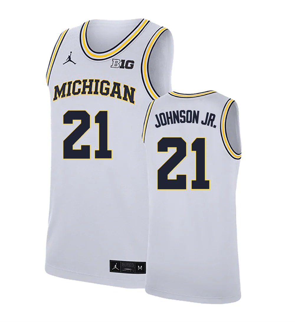 Men's #21 Morez Johnson Jr Michigan Wolverines College Basketball Jersey