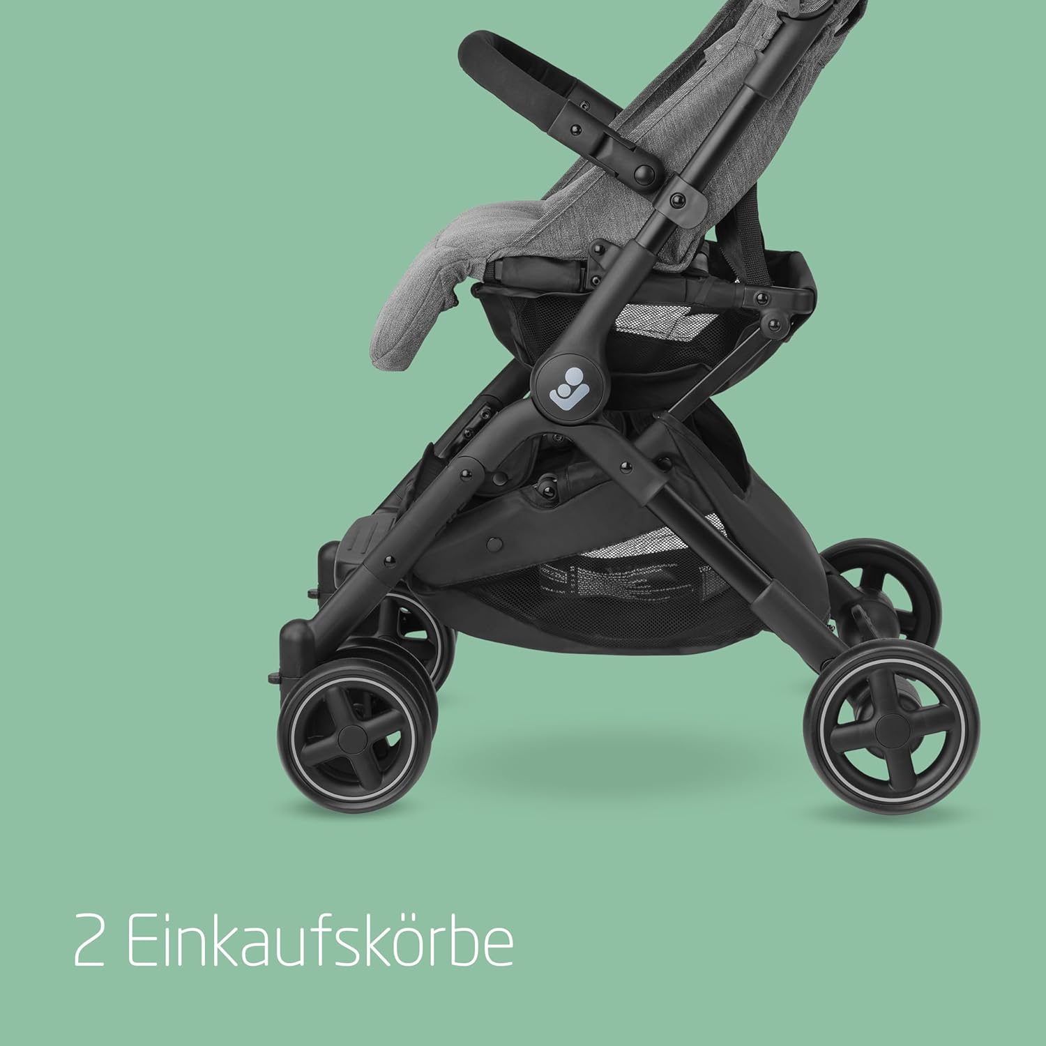 Maxi-Cosi Lara2 Baby Kinderwagen, 0–4 Jahre, 0–22 kg, federleichter, kompakter Buggy, 3 Liegepositionen, flache Liegeposition, klein zusammenklappbar, Schultergurt, Essential Graphite