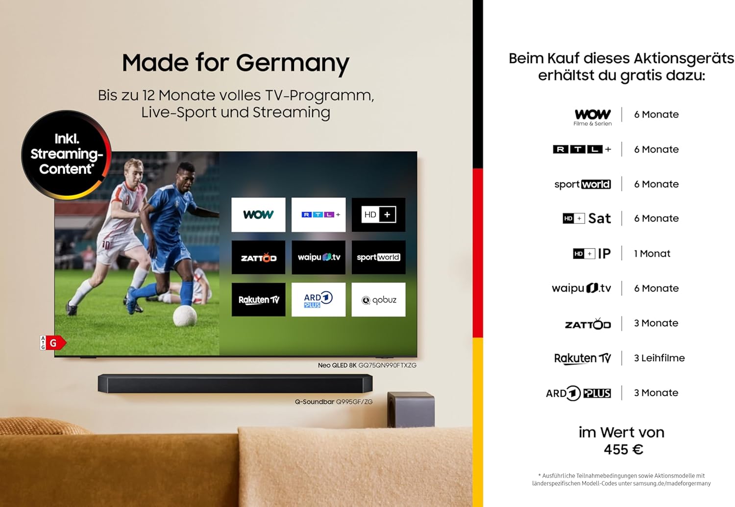Neo QLED 4K QN90F 55 Zoll (138 cm) Mini LED Fernseher, Antireflexion, NQ4 AI Gen3 Prozessor, Neo Quantum HDR+, 4K Upscaling Pro, Dolby Atmos, Knox Security, AI Smart TV
