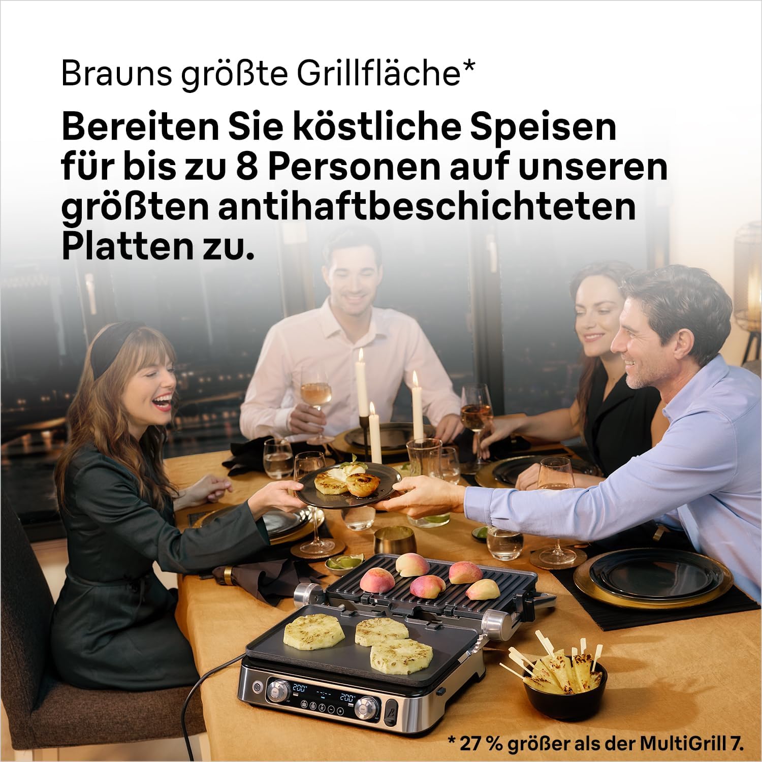 Braun MultiGrill 9 Pro CG 9167, Kontaktgrill mit Grill-, Flach-, Waffelplatten und Temperaturfühler, Grillpositionen: Kontakt, BBQ, Ofen, Spülmaschinenfeste Platten, Boost-Funktion bis 265°