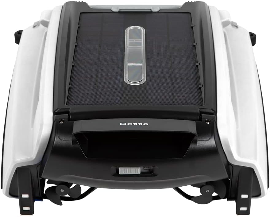 Solar Powered Automatic Robotic Pool Skimmer Cleaner with 30-Hour Continuous Cleaning Battery Power and Re-Engineered Twin Salt Chlorine Tolerant Motors (White)