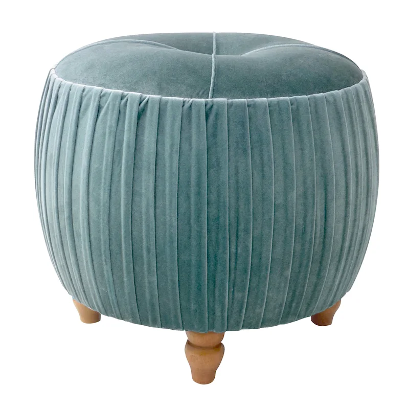 Small Round Velvet Ottoman by Helena