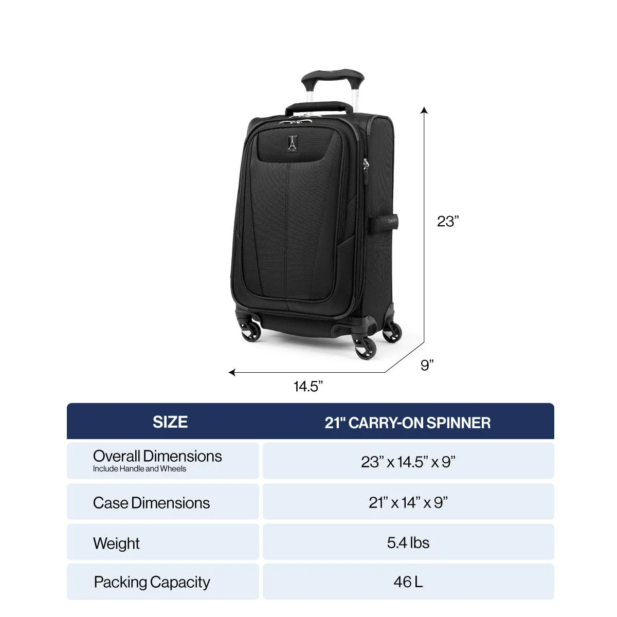 2025 Equipaje de Mano Expandible Travelpro Maxlite 5 Softside Spinner de 21