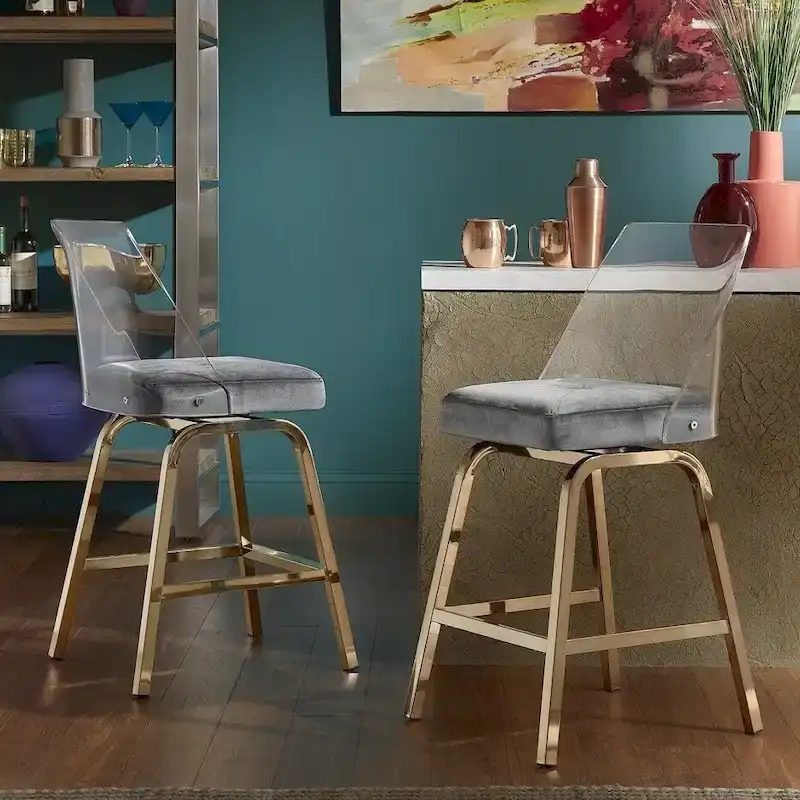 iNSPIRE Q Bold Lennox Velvet Counter Height Stools - Set of 2