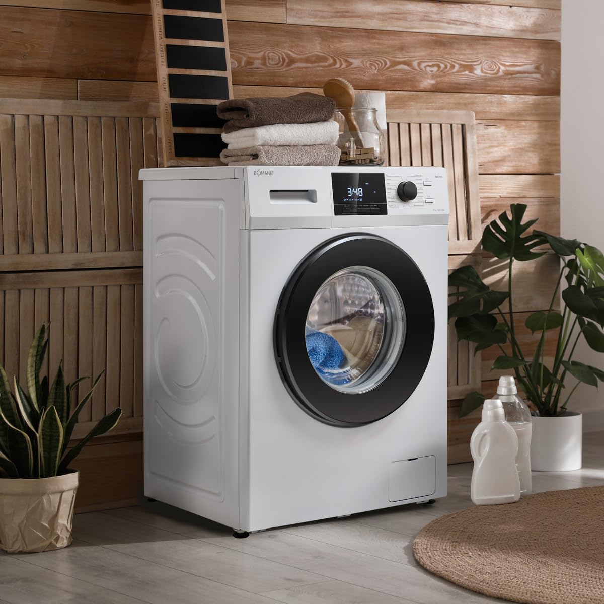 Bomann® Waschmaschine 10kg | max. 1400 U/min | 10 Jahre Motor-Garantie | effizienter, leiser & langlebiger Invertermotor | 15 Programme | Endzeitvorwahl | LED-Display | Washing Machine WA 7110