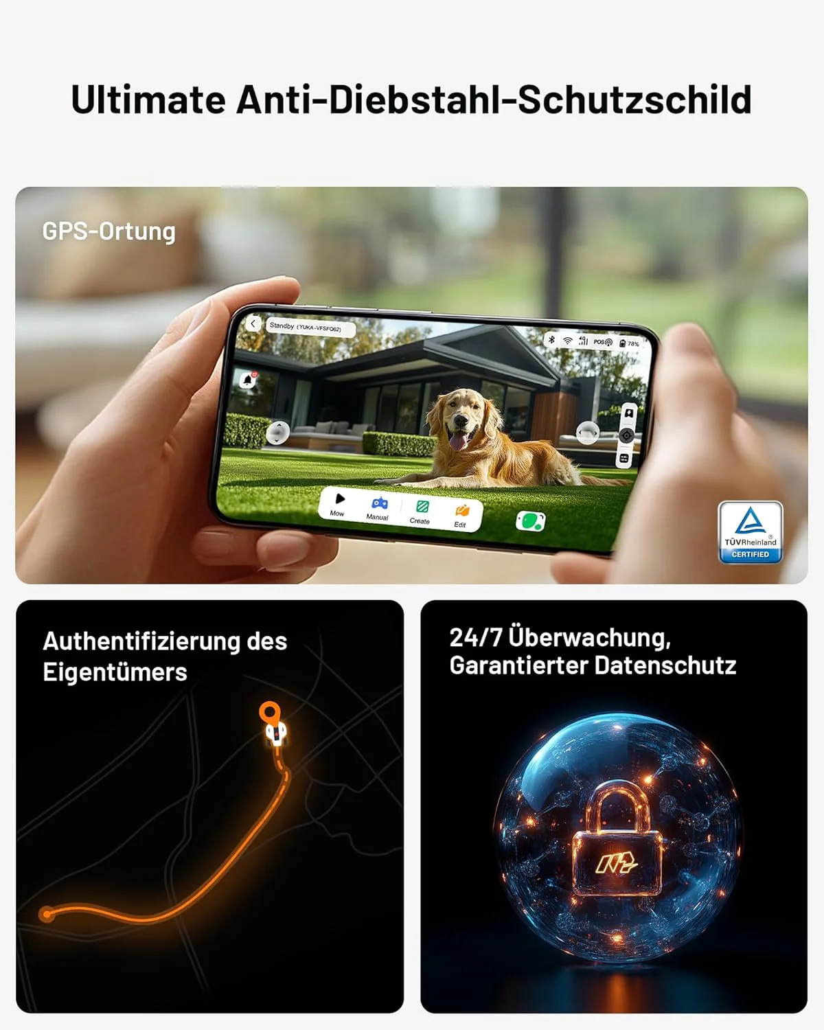 MAMMOTION YUKA Mini 700 robotmaaier zonder begrenzingsdraad, NetRTK+Vision, geen RTK-antenne nodig, automatische kartering, aanbevolen 700m2, max. 1100m2, met 4G-module, 50% helling