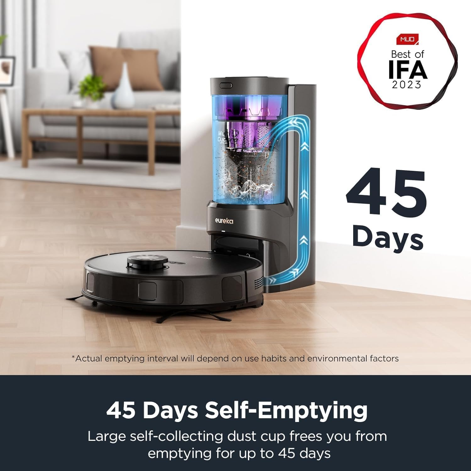 Eureka Robot Vacuum with Bagless Self Emptying Station, 2 in 1 Robotic Vacuum and Mop Combo, 60-Day Capacity, 4000Pa Suction, Auto Lifting Mop, LiDAR Navigation,NER E10s