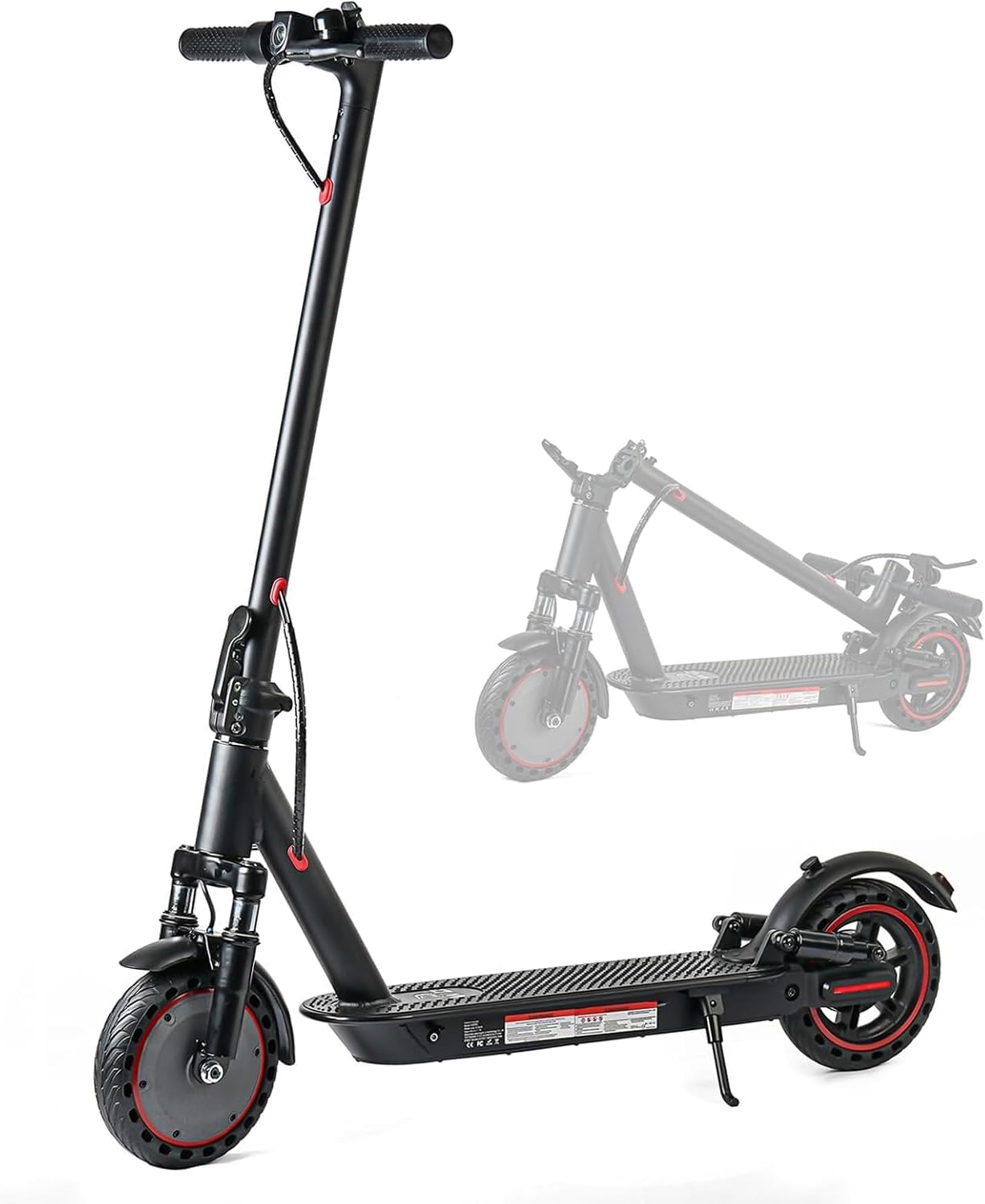 Hopfällbar elsparkcykel för vuxna, 10,4 Ah batteri, stötdämpning fram och bak, räckvidd 25–35 km, appanslutning