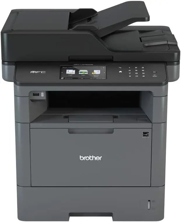 Amazon Renewed Brother MFCL5750DW, Impresora láser multifunción con fax, color negro y blanco, 40 ppm (reacondicionado), rojo por cable, wifi