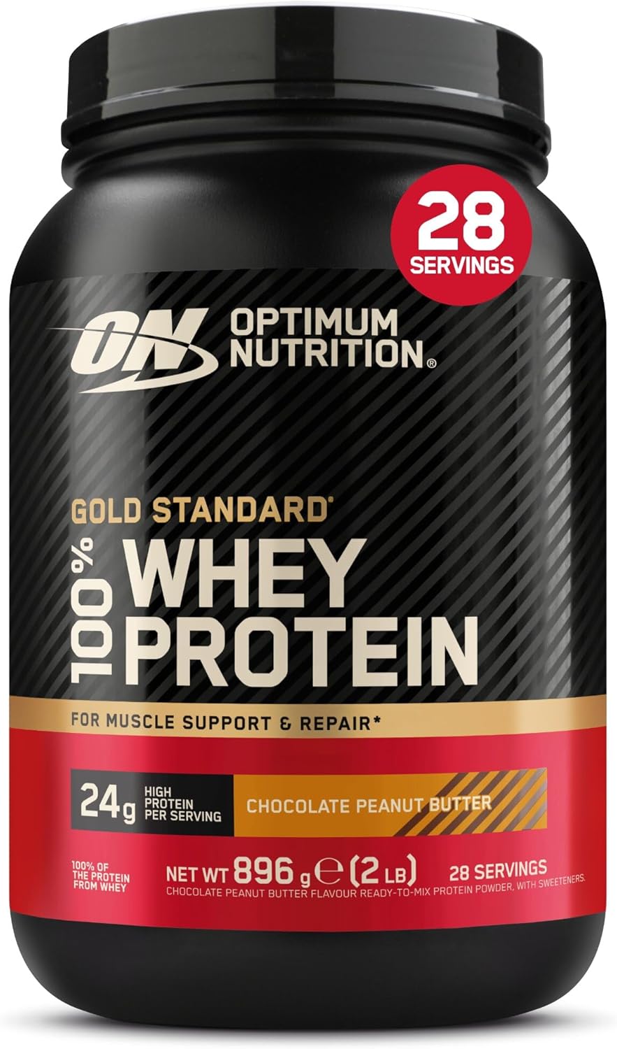 Optimum Nutrition Gold Standard 100 % vassleprotein, extrem mjölkchoklad, 900 g, 28 portioner, förpackningen kan variera