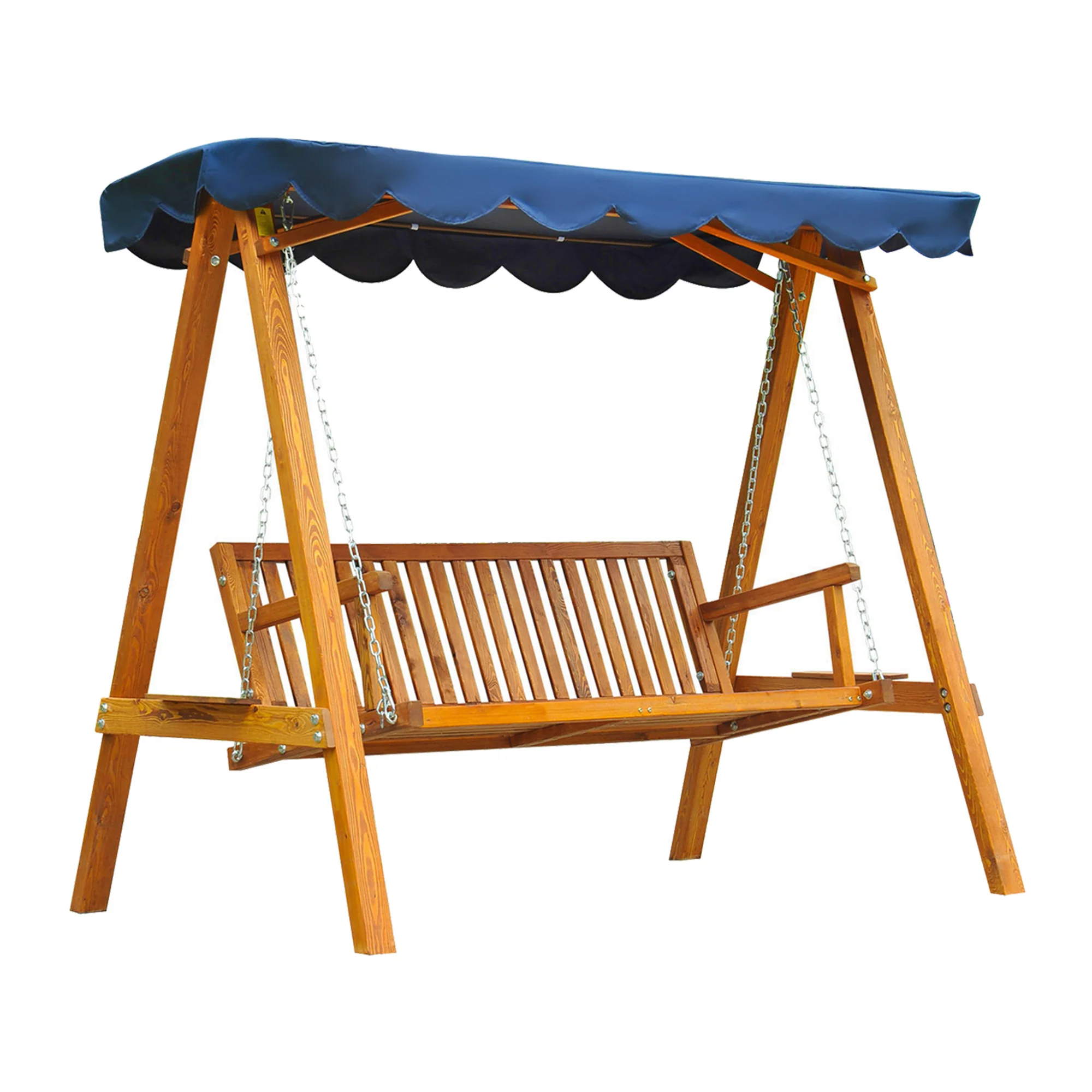 Easycomfort Dondolo da Giardino 3 Posti in Legno con Baldacchino 200x 130x 185cm