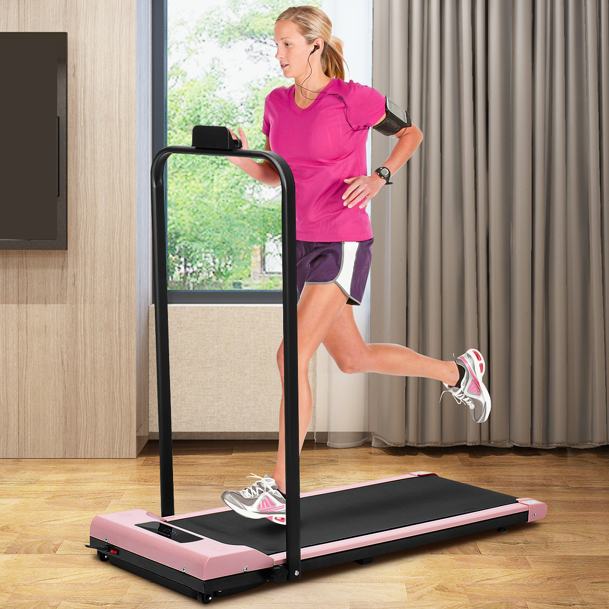 Geemax Electric Treadmill Foldable Compact Treadmill under Desks Treadmill Workout Exercise Treadmill Motorize Treadmill Running Walking Machine with Remote Control for Home Gym (0.5-6.0MPH)