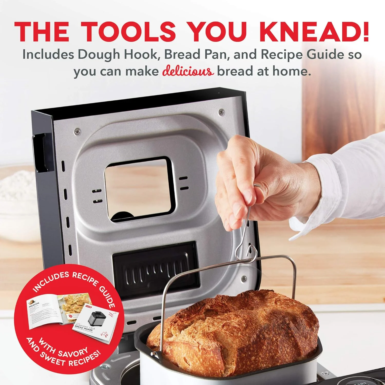 Dash Everyday Stainless Steel Bread Maker, Up to 1.5lb Loaf, Programmable, 12 Settings + Gluten Free & Automatic Filling Dispenser - Black