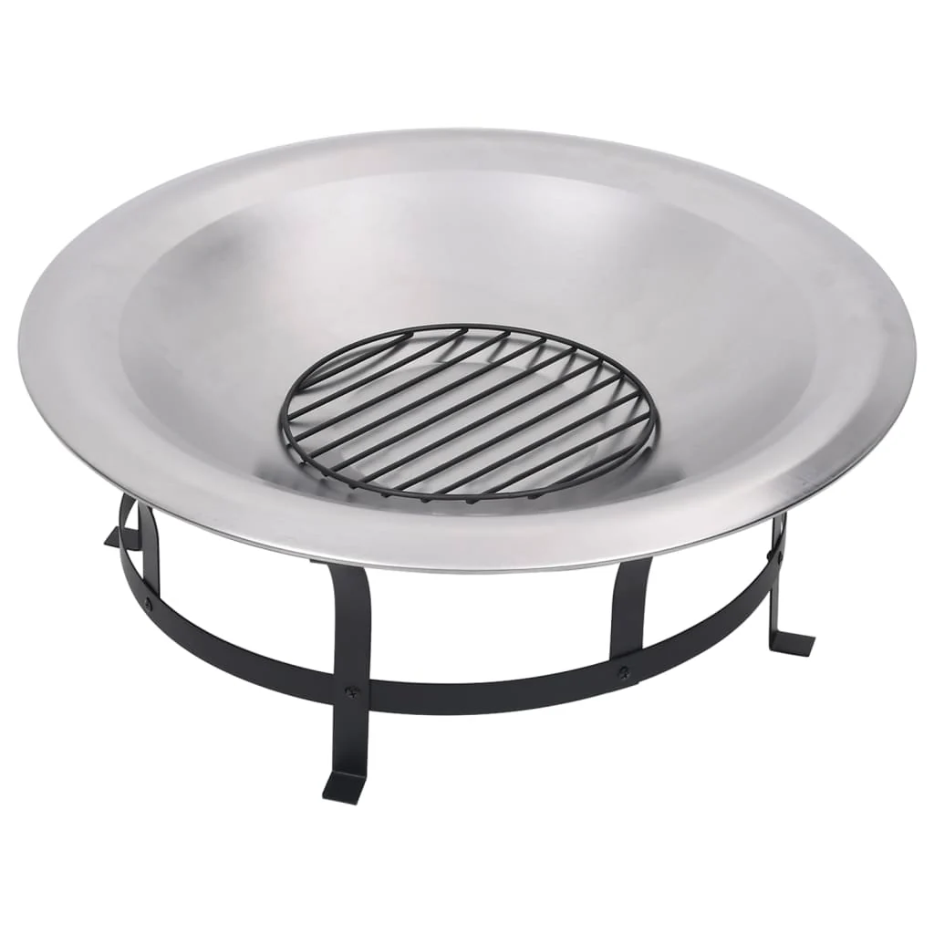 2025 Brasero con rejilla de acero inoxidable de 76 cm, fogón, atizador, pantalla contra chispas