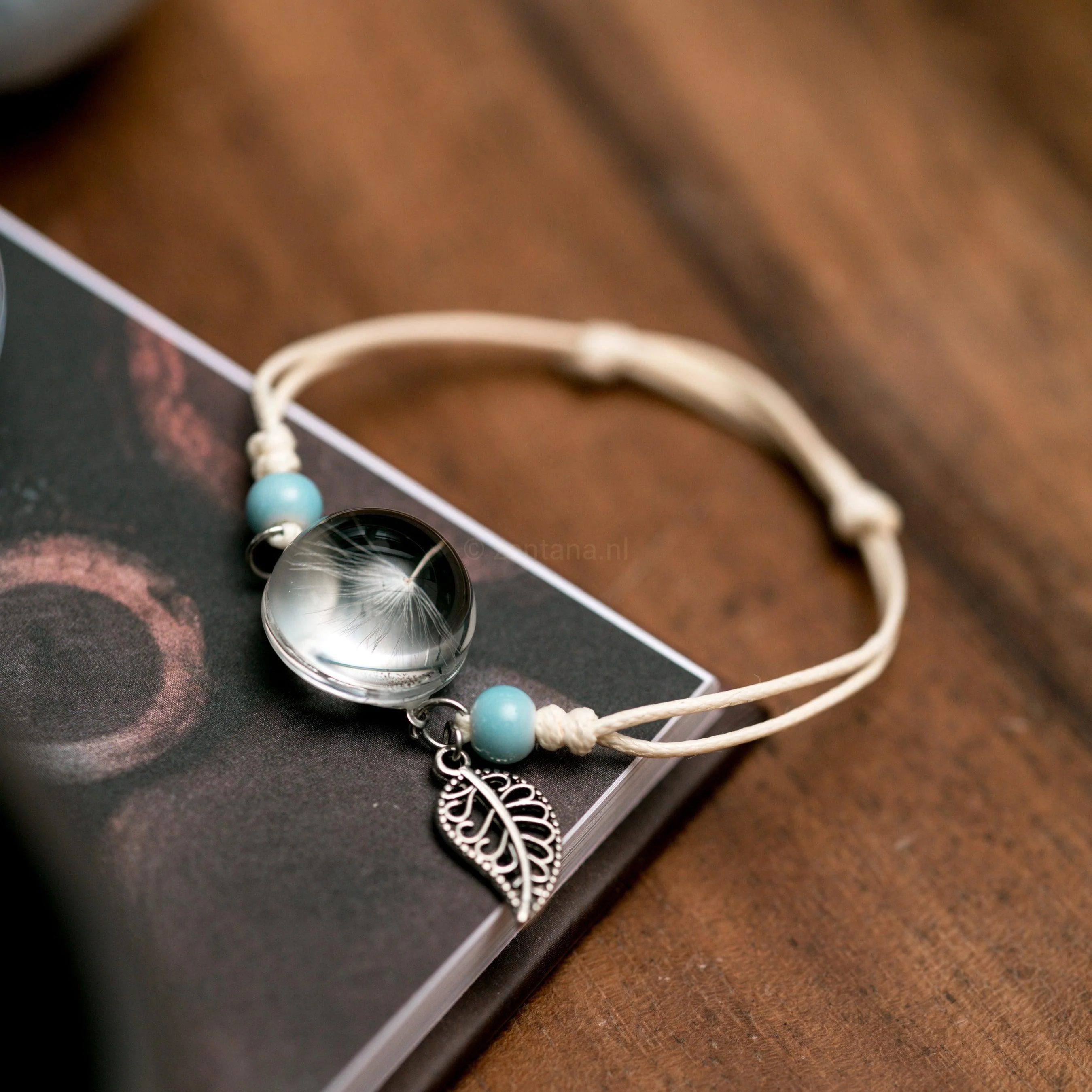 Wens Armband - Paardenbloem - Geblazen Glas