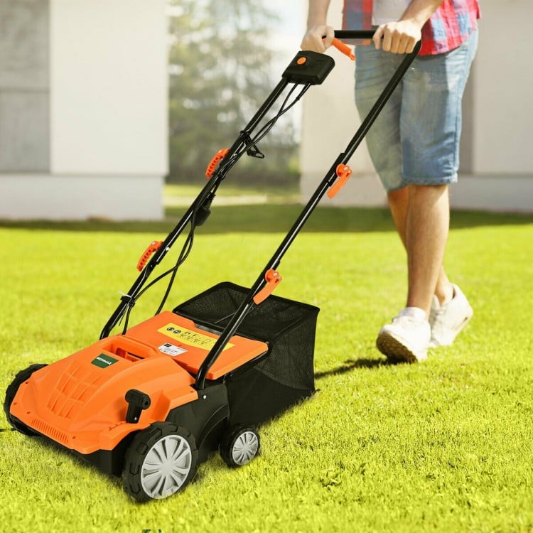 13 Inch 12 Amp Electric Scarifier with Collection Bag and Removable Blades