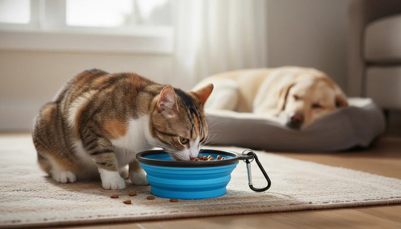 Collapsible Silicone Pet Bowl, Portable Foldable Travel Dish for Dogs & Cats
