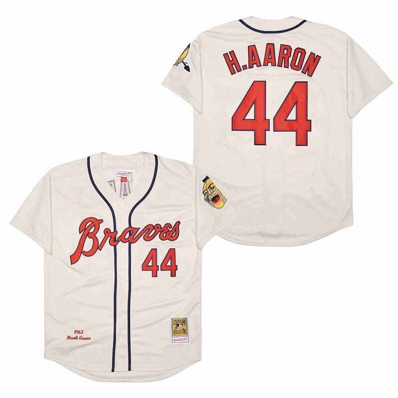 Men's #44 Hank Aaron Atlanta Braves Baseball Jersey