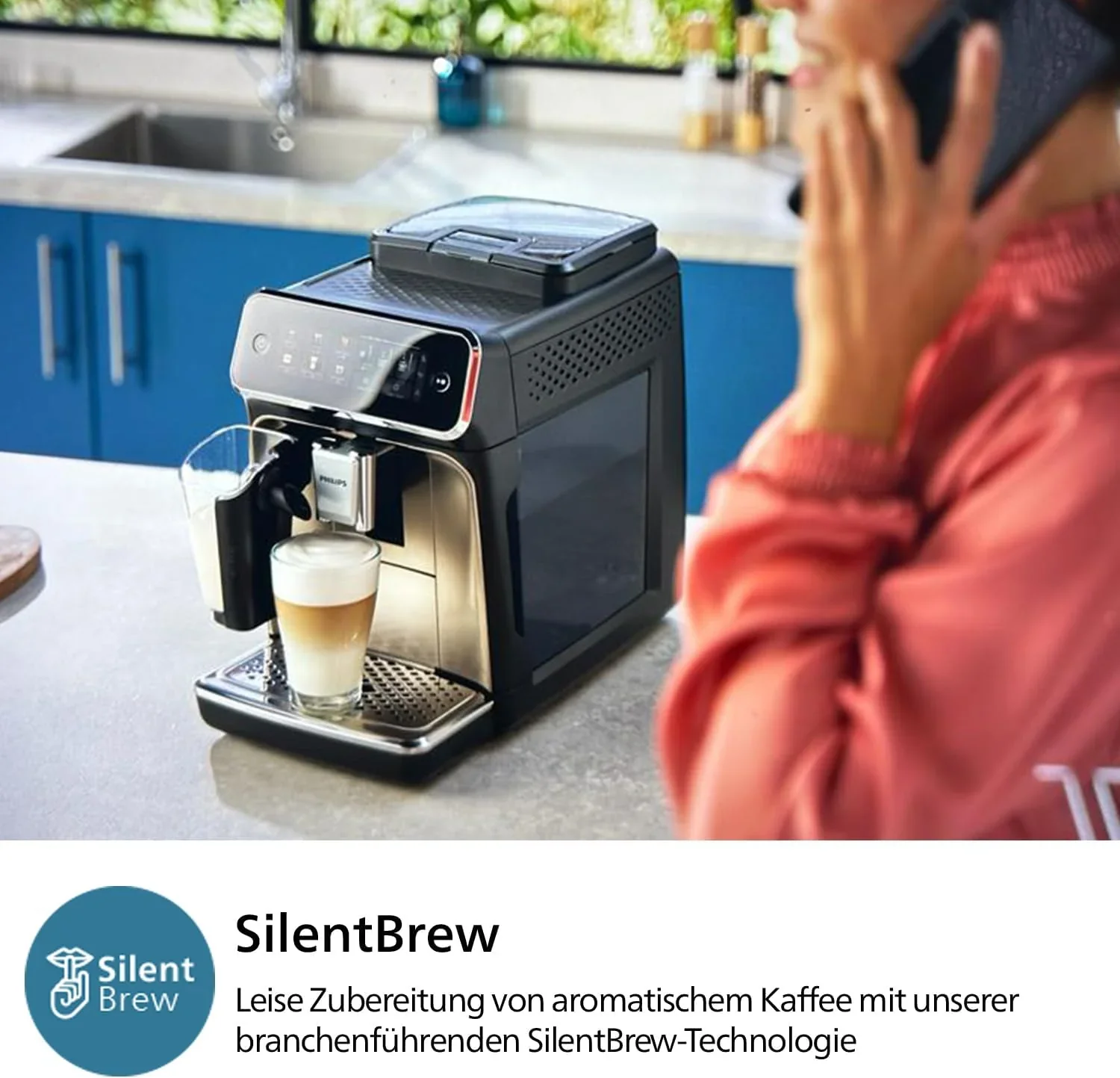 Philips 2300 Serie Vollautomatische Espressomaschine - 4 Getr?nke, modernes Farb-Touchscreen-Display, LatteGo-Milchsystem, SilentBrew, Keramikmahlwerk, AquaClean-Filter. Wei?es Chrom (EP2333/40)