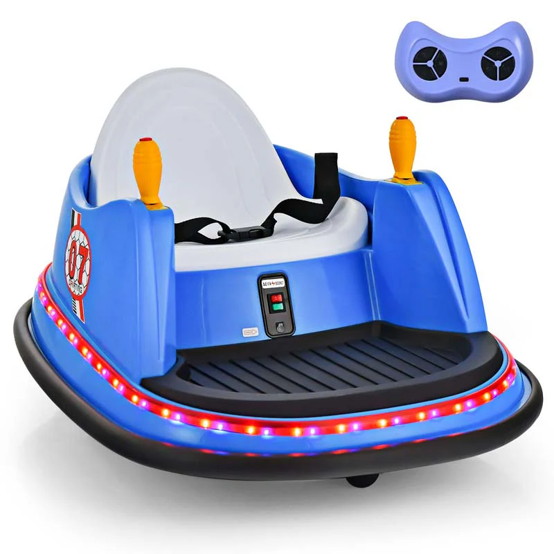 12V Toddler Bumping Car Battery Powered Baby Ride On Bumper Car With Dual Joysticks Flashing Led Light Amp 360 Degree Spin