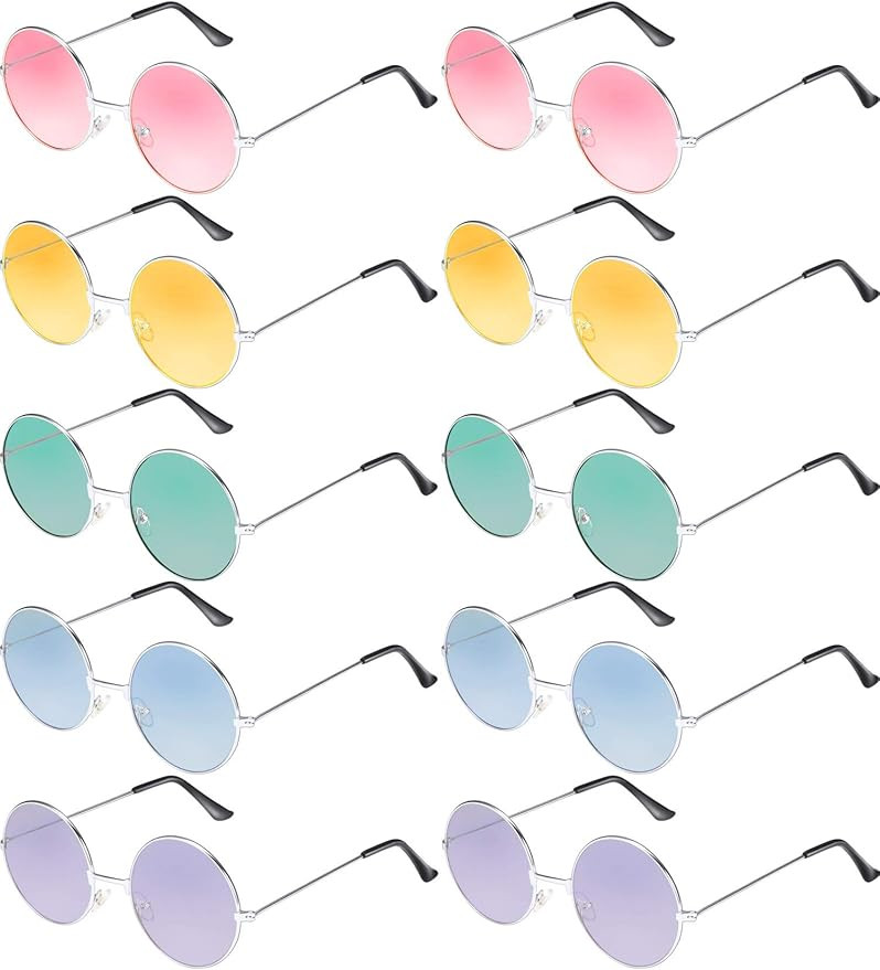 12 PACK  Lennon Style Round Frame Sunglasses Mixed Colors 1090