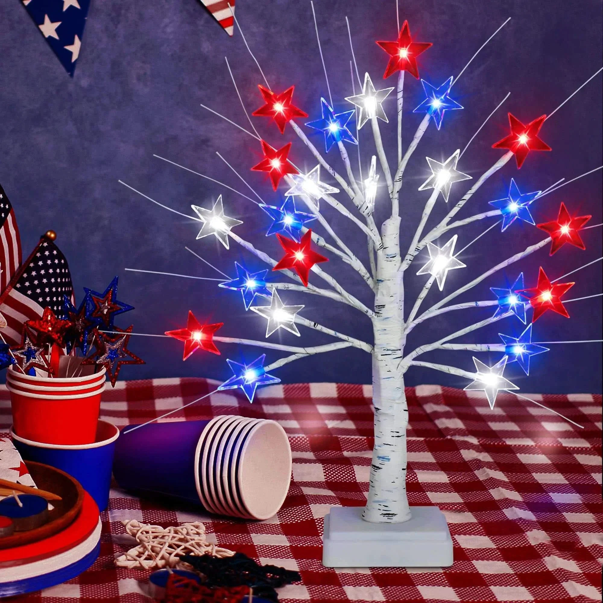 Deluxe Patriotic LED Star Tree Lights (2 Packs)