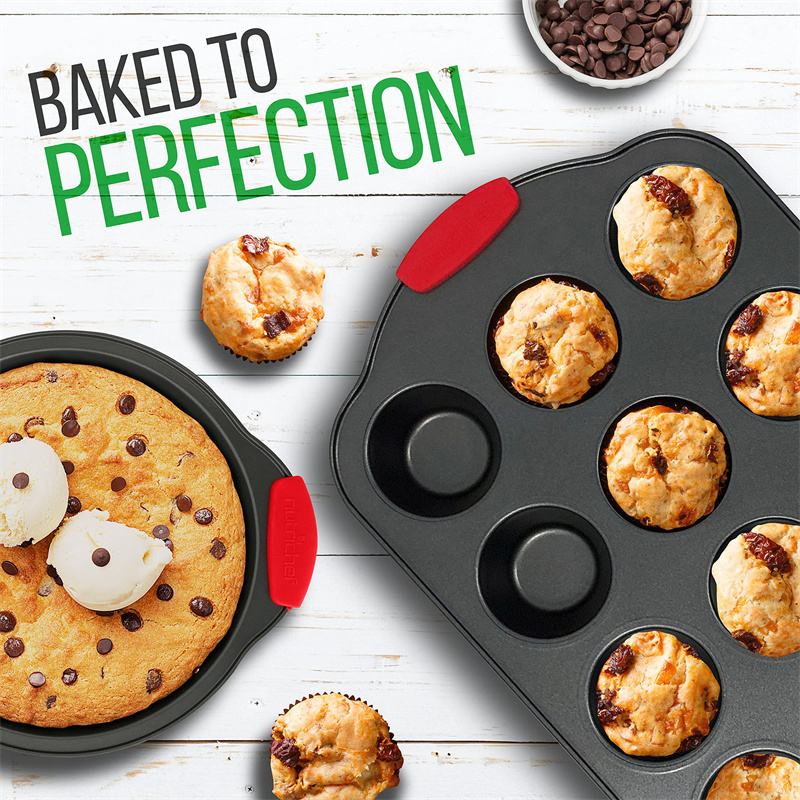 21-Piece Non-Stick Cookware Set with Red Silicone Handles – Oven Safe, Includes Saucepans, Dutch Oven, Frypans, and Baking Pans