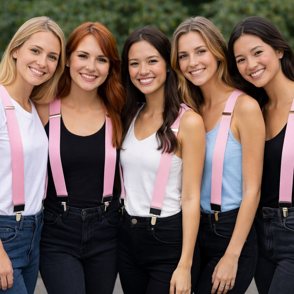 Pink Suspenders Bulk Wholesale Clip On Elastic  WS1289D