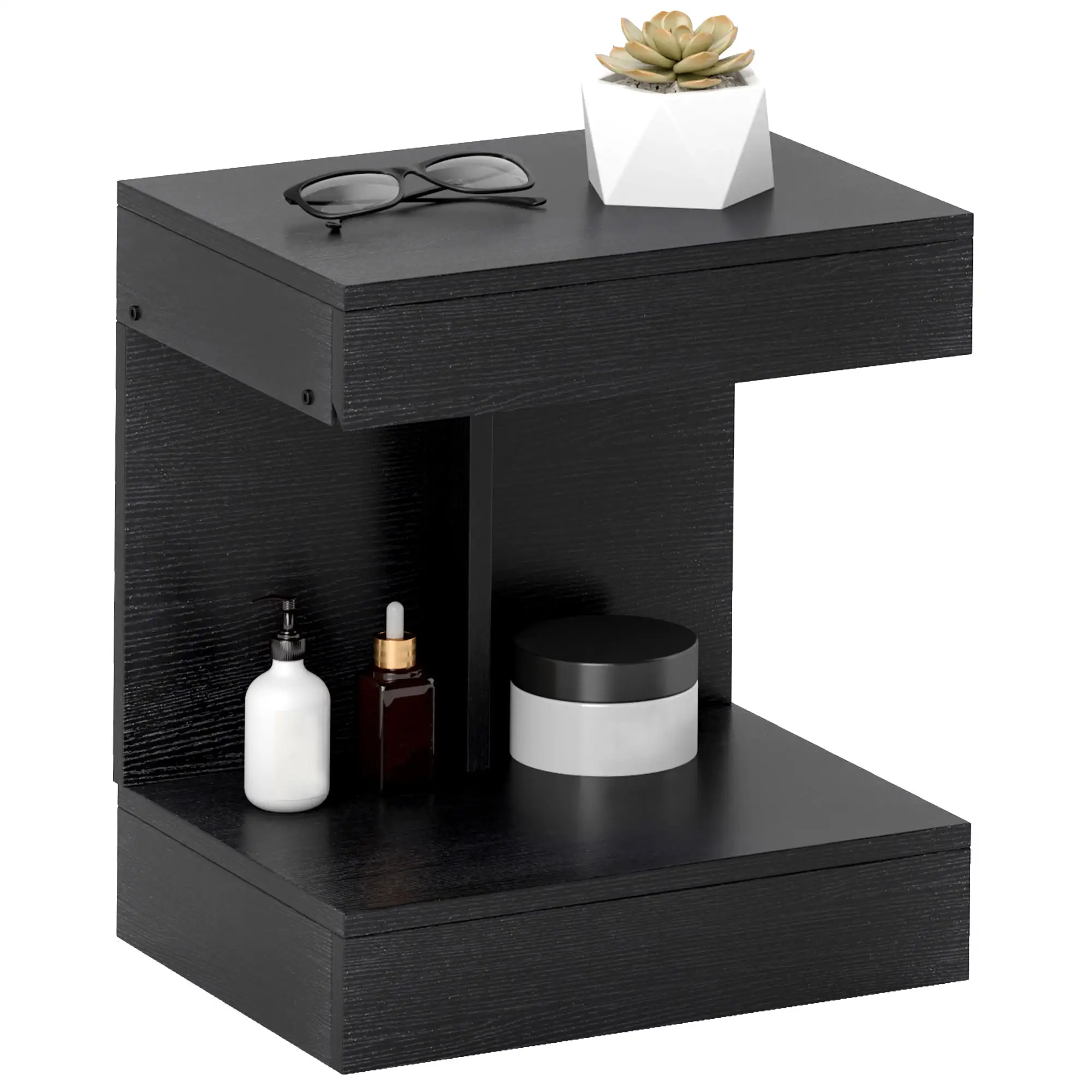 HOMCOM Nachttisch 40x30x46 cm mit Schublade Schwarz