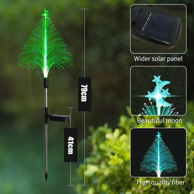 Christmas Tree Solar Light Outdoor Atmosphere Lighting Outdoor Waterproof Glowing Festival Decorative Lamp, Star Moon Transparent
