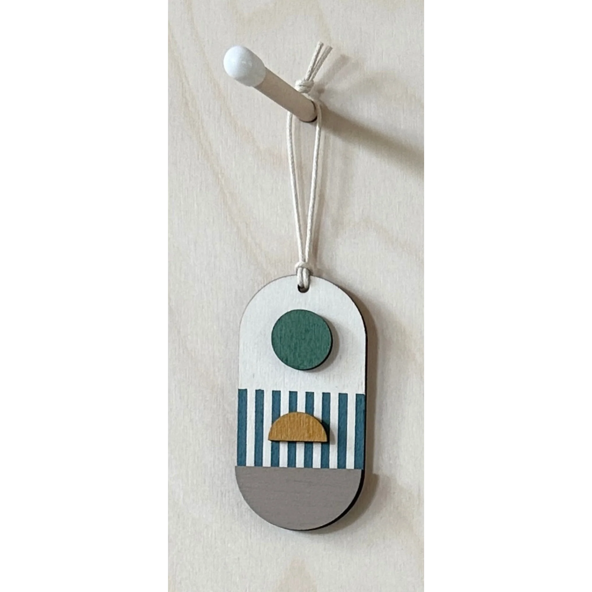 Geometric Decoration - Mini Mid-Century Wall Art - Little Wooden Decoration - Green & Yellow Decor