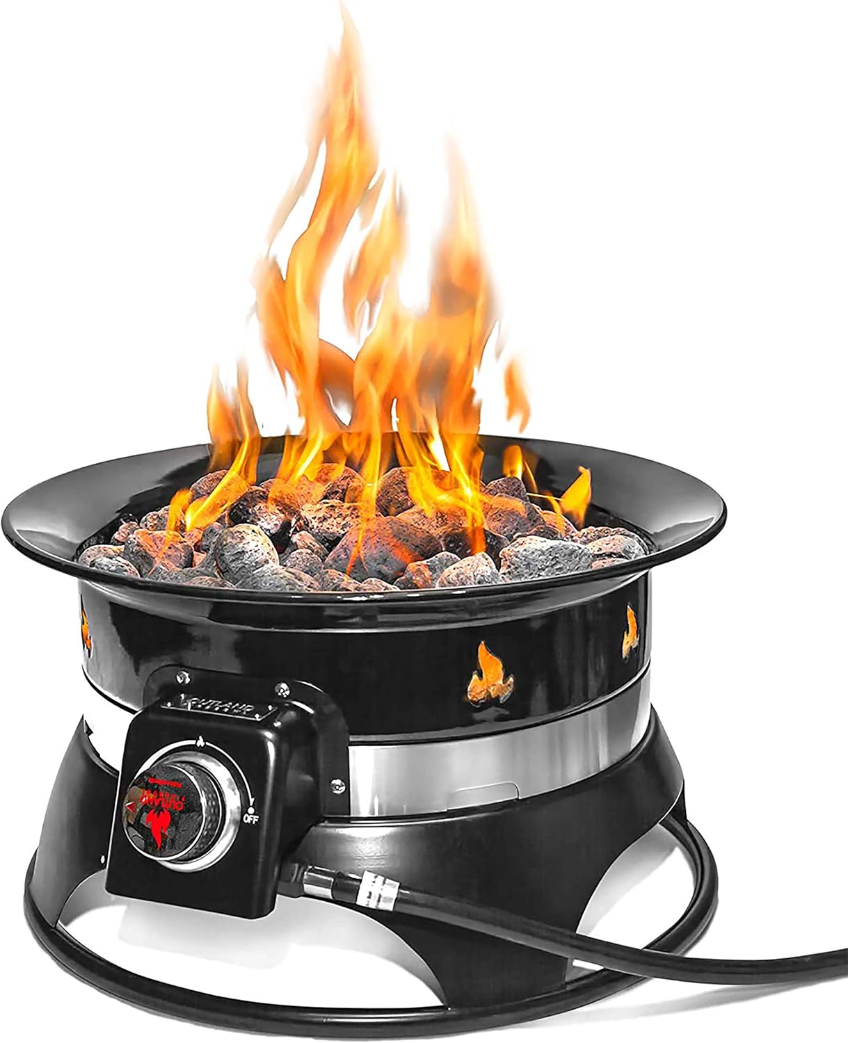 Outland Living Firebowl 870 Premium 19�� Auto-Ignition Smokeless Propane Fire Pit �C Outdoor Gas Fire Pit with Cover & Carry Kit, 58,000 BTU, Black