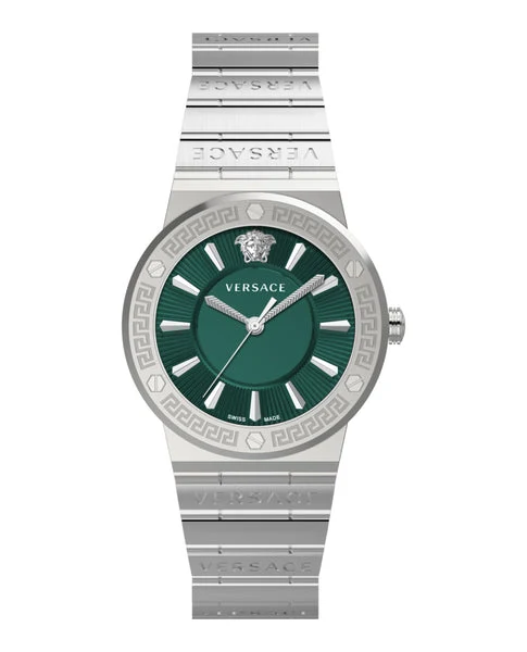Versace Greca Silver Green Dial Women's Watch VEVH00920
