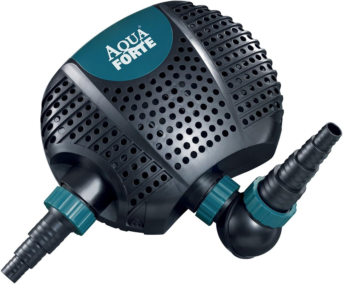 AquaForte O-20000 Plus, 200 Watt, max. Durchfluss 19 m3/Stunde, max. Förderhöhe 7 Meter, Kabellänge 10 Meter, für Wasserläufe, Wasserfälle, Springbrunnen, Filter usw, Schwarz