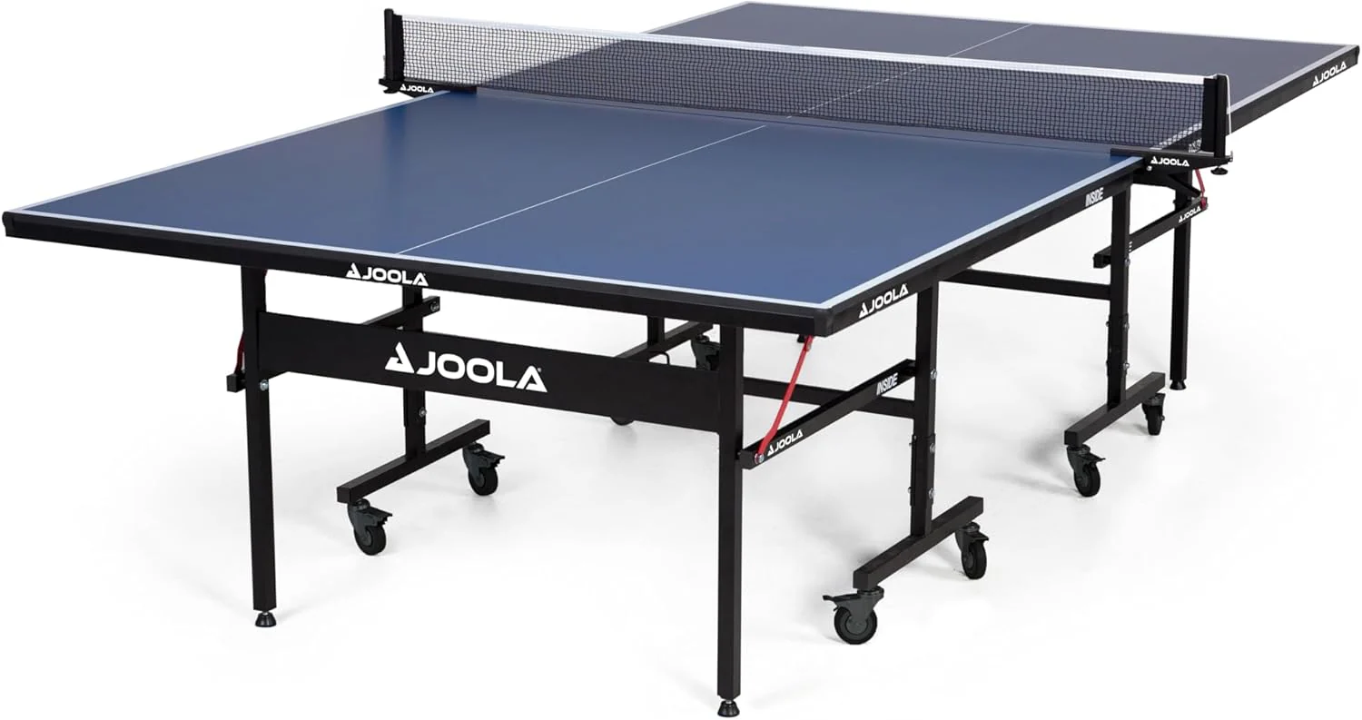 Inside Professional MDF Indoor Ping Pong Table with Quick Clamp Table Tennis Net and Post Set - 10 Minute Easy Assembly - Tournament Quality - Foldable with Single Player Playback Mode