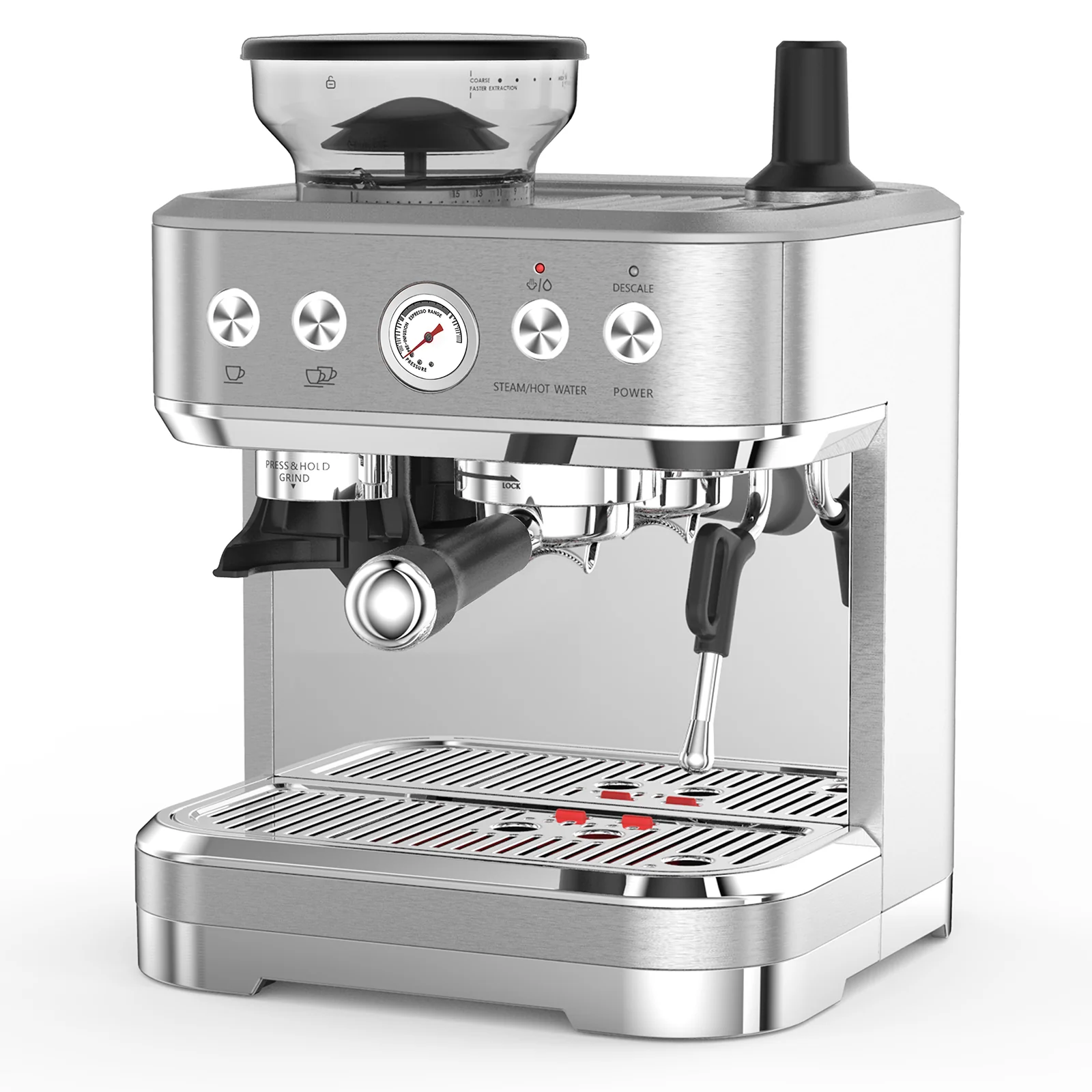 2026 Nuevo máquina de espresso todo en uno con espumador de leche cafetera cappuccino y latte para barista en casa con molinillo integrado depósito de agua desmontable 85oz regalo para padres o amantes del café